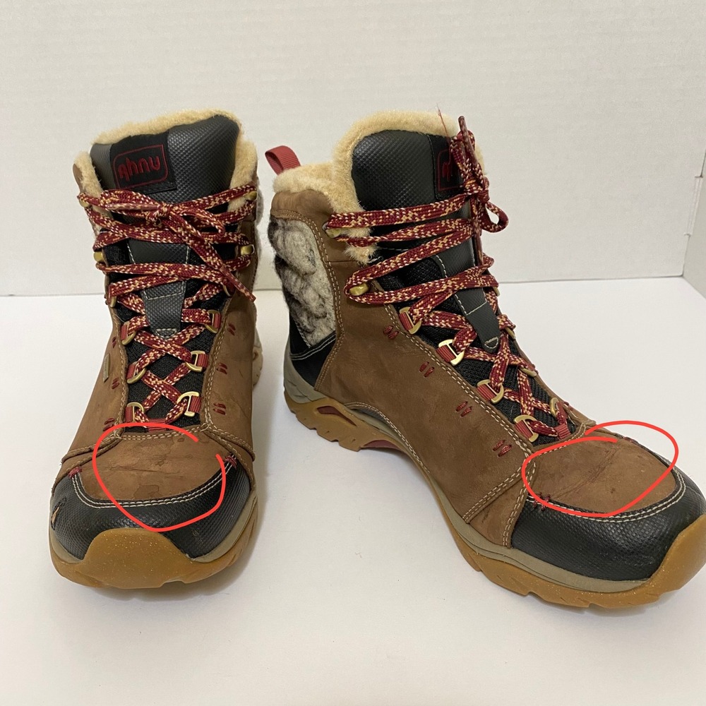 Ahnu Montara Hiking Boots Womens 8.5 Brown Burgundy Waterproof Vibram Insulated - Picture 2 of 7